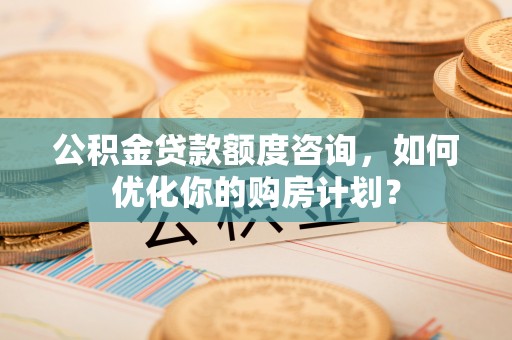 大厂公积金贷款额度咨询，如何优化你的购房计划？