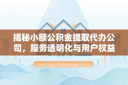 大厂揭秘小额公积金提取代办公司，服务透明化与用户权益保障