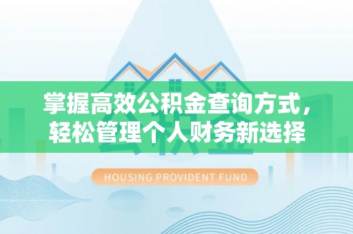 大厂掌握高效公积金查询方式，轻松管理个人财务新选择