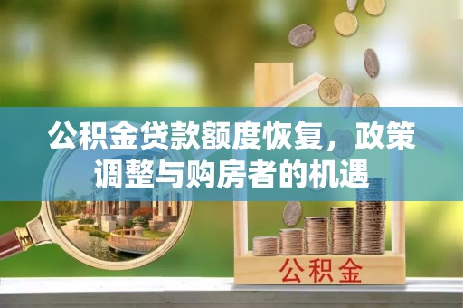 大厂公积金贷款额度恢复，政策调整与购房者的机遇