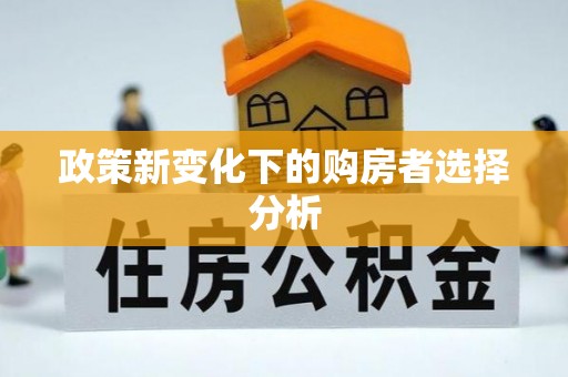 大厂政策新变化下的购房者选择分析