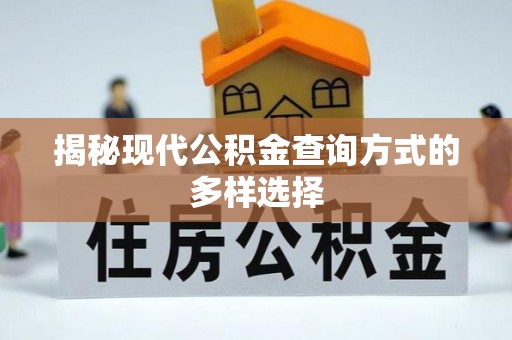 大厂揭秘现代公积金查询方式的多样选择