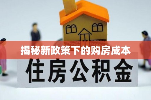 大厂揭秘新政策下的购房成本
