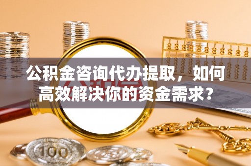 大厂公积金咨询代办提取，如何高效解决你的资金需求？