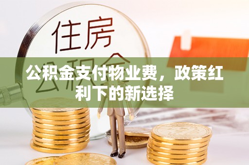 大厂公积金支付物业费，政策红利下的新选择