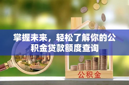 大厂掌握未来，轻松了解你的公积金贷款额度查询